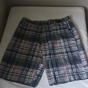 Plaid Men's Shorts - Gray and Blue